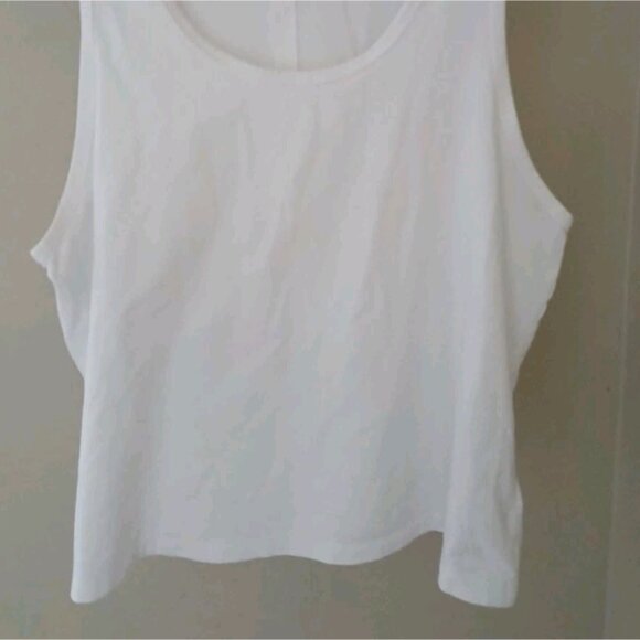Athleta Essentials Tank Top Size Large White Scoop Neck Gym Cotton - Picture 4 of 8